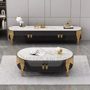 Executive Center Table With Tv Shelves