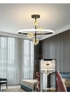 Smart Led Ring Chandelier With Crystal Globe Bulbs