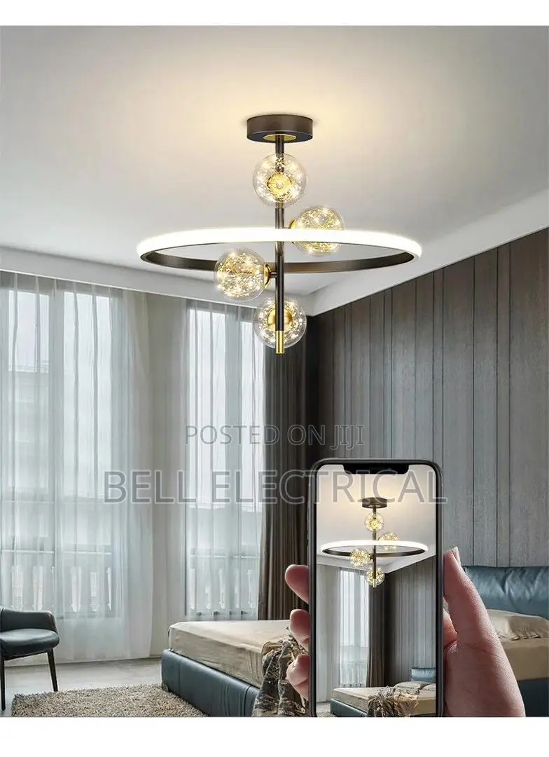 Smart Led Ring Chandelier With Crystal Globe Bulbs