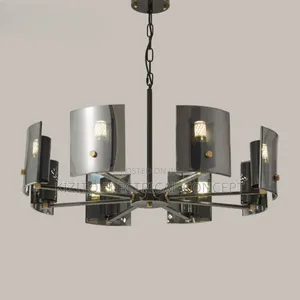 Copper Glass Chandelier Lamp for Living and Dining Room