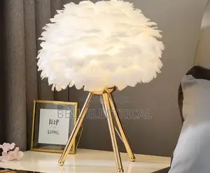 Luxury Feather Table Lamp With Gold Tripod Stand