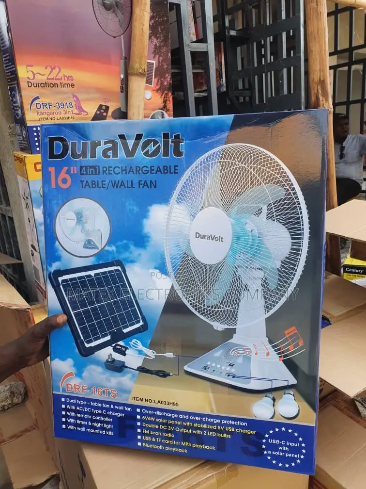 Dura Volt Rechargeable Table Wall Fan