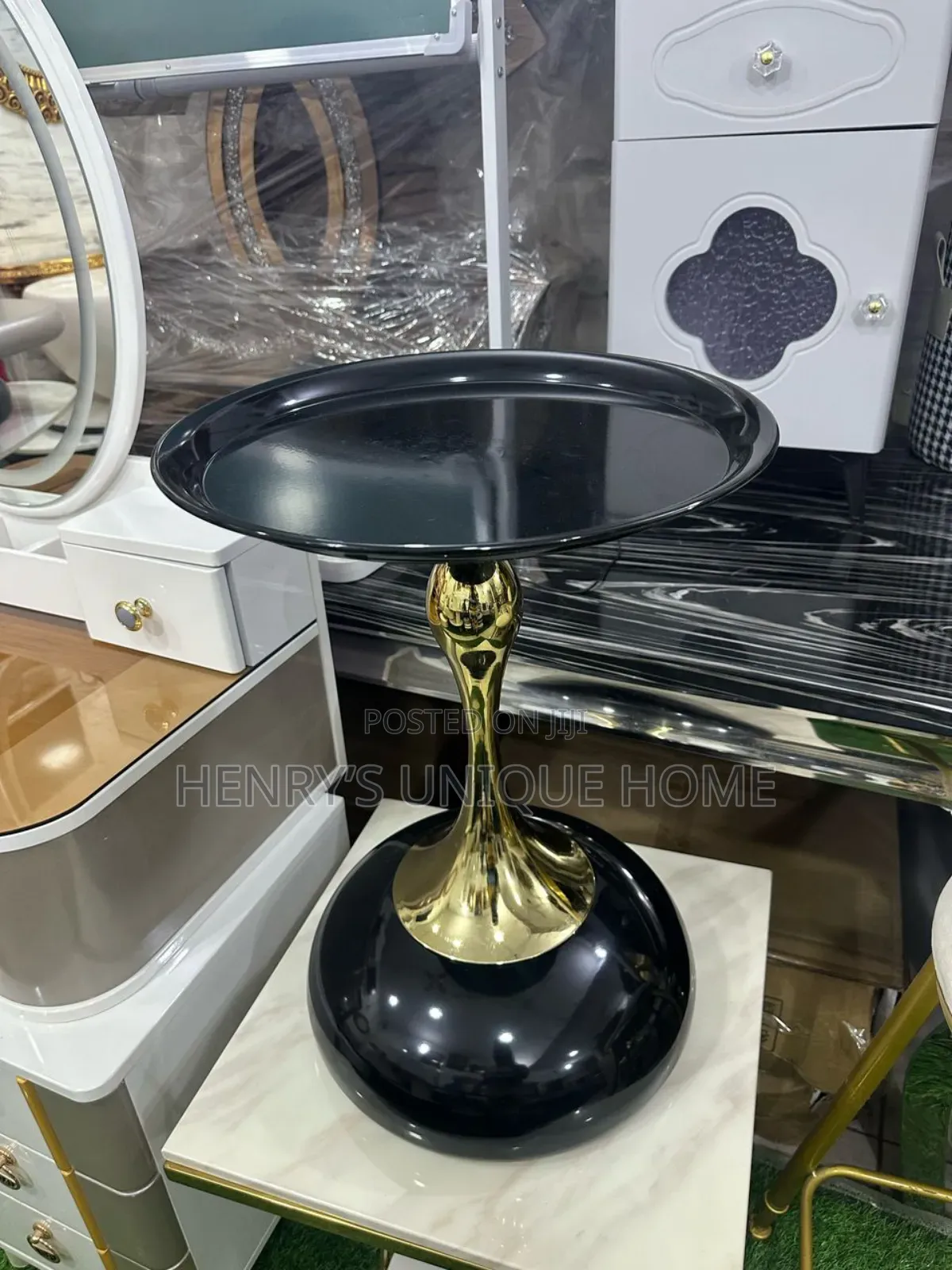 Round Side Stools Black