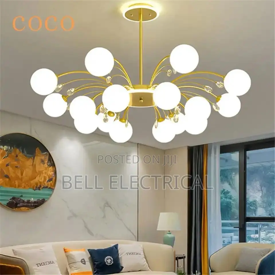 Artistic Gold Black Chandelier With Led Balls