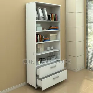White Bookshelves With Two Drawers #809#
