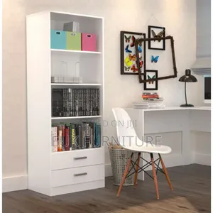 White Bookshelves With Two Drawers #809#