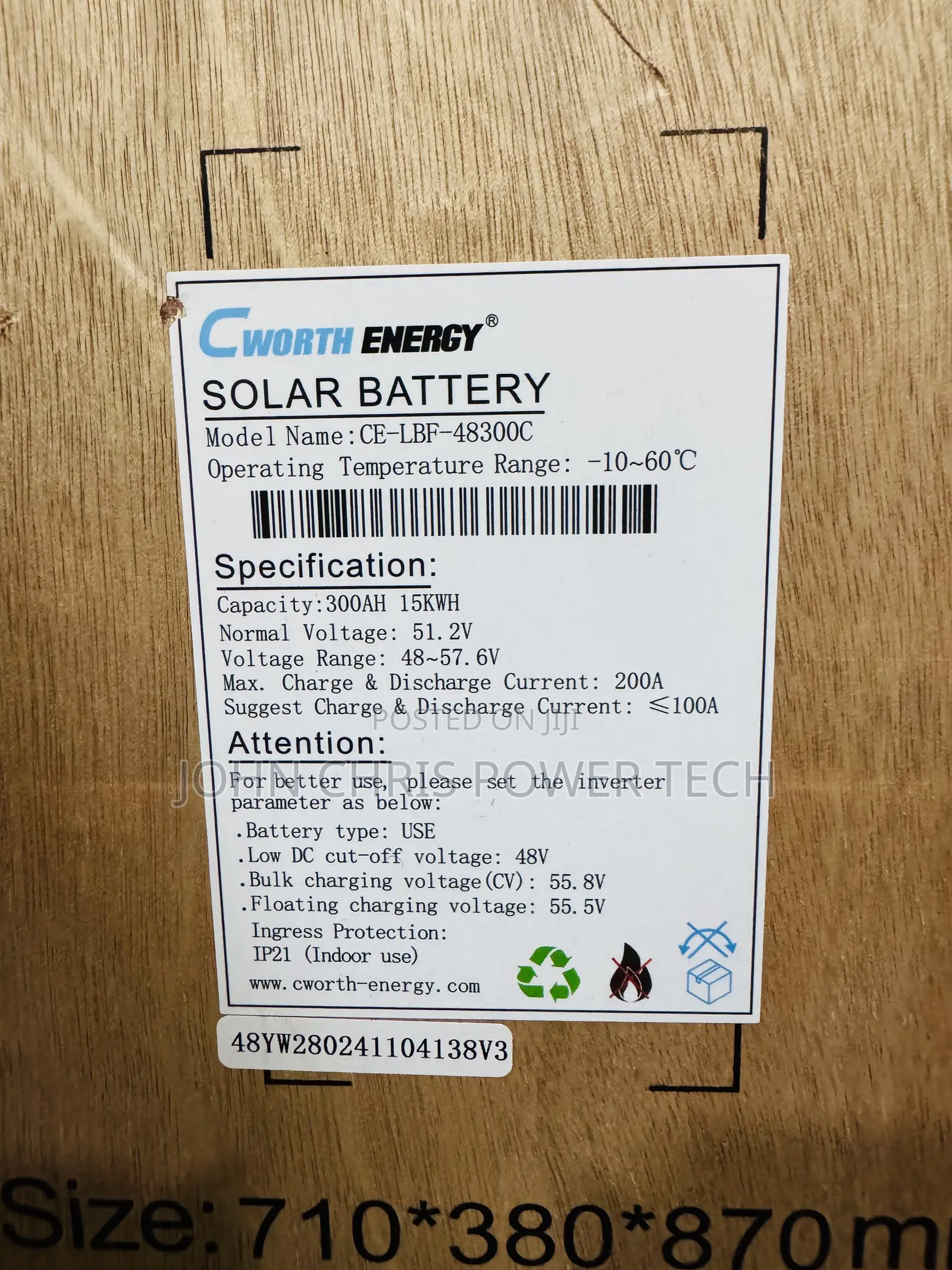 15kwh 51.2v Cworth Lithium Battery