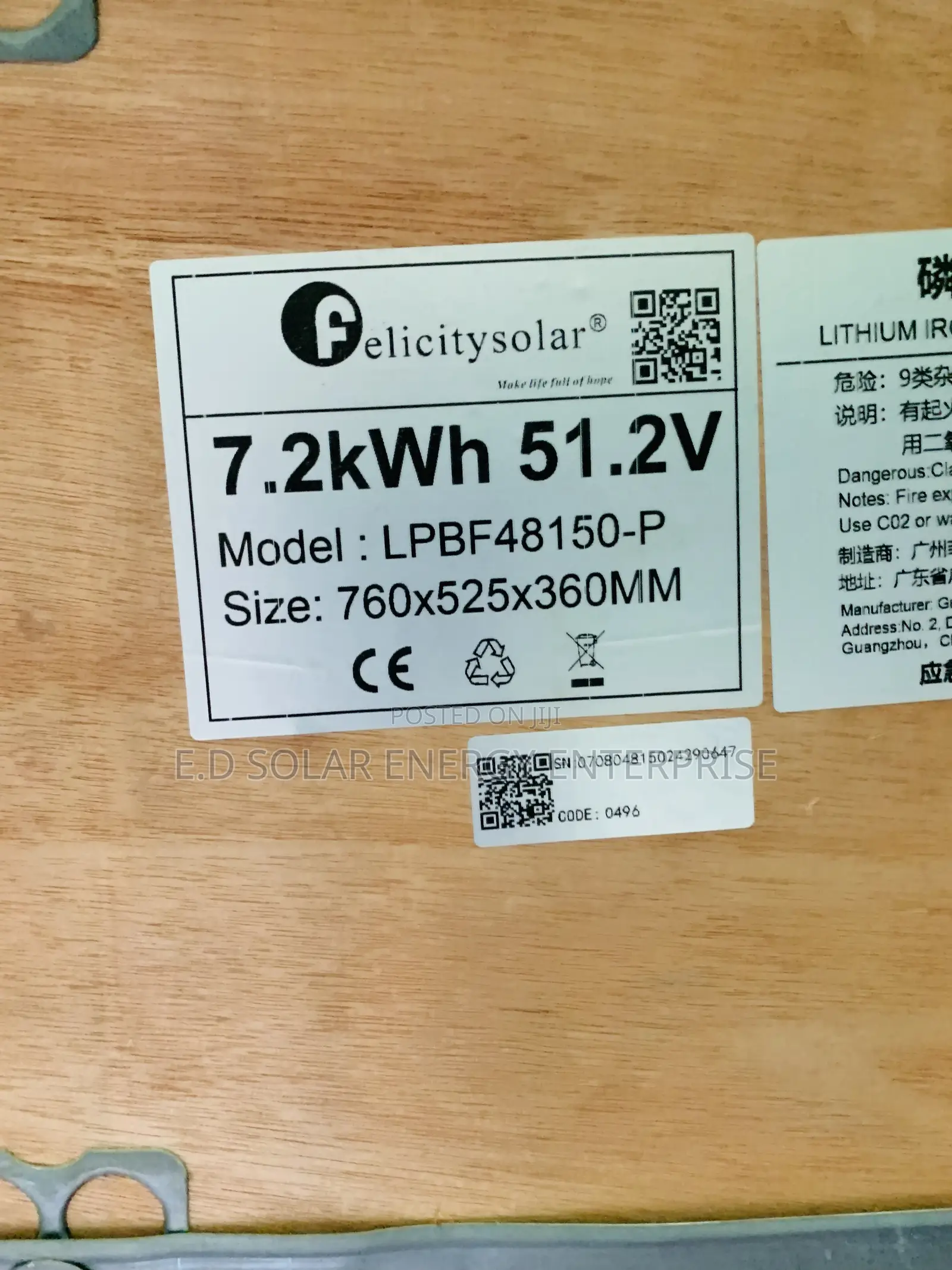 Felicity Solar Lithium Ion Battery 7.2kwh 48v Is Available
