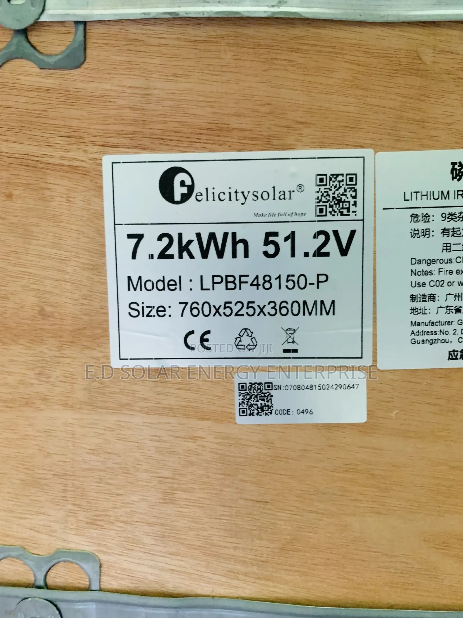 Felicity Solar Lithium Ion Battery 7.2kwh 48v Is Available