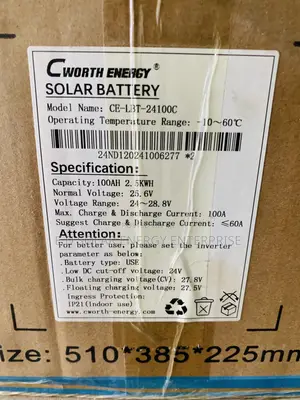 Cworth Solar Lithium Ion Battery 2.5kwh 24v Is Available