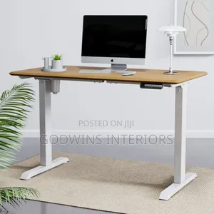 Modern Electric Desk Brown Top 1.4mtr