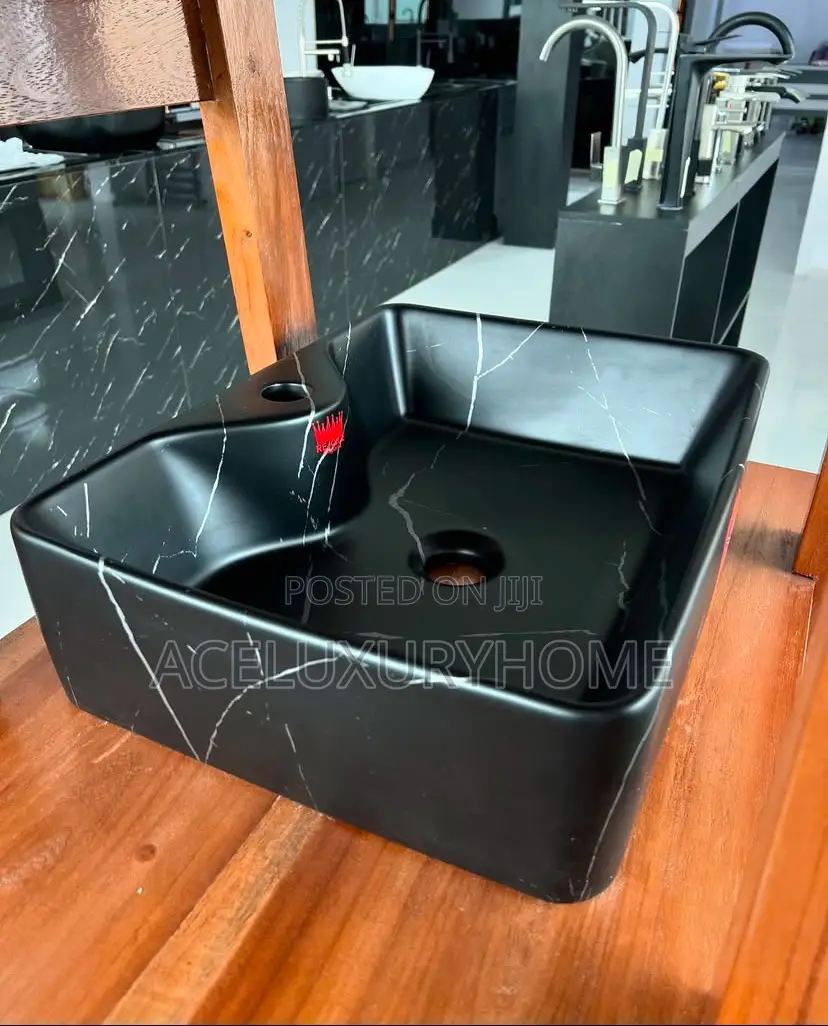 Square Black Countertop Basin