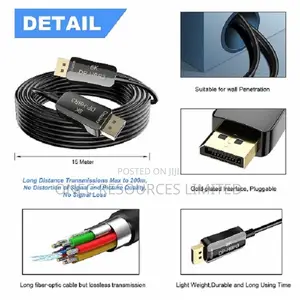 High Speed Dp to Dp Fiber Optic Cable 20m Ultra Hd