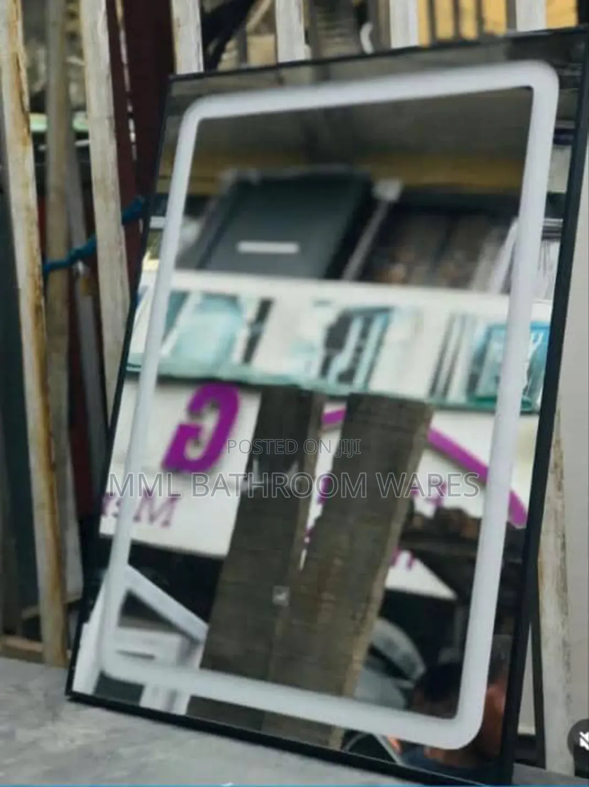Modern 80x60cm Wall-Mounted Black Framed Led Mirrors