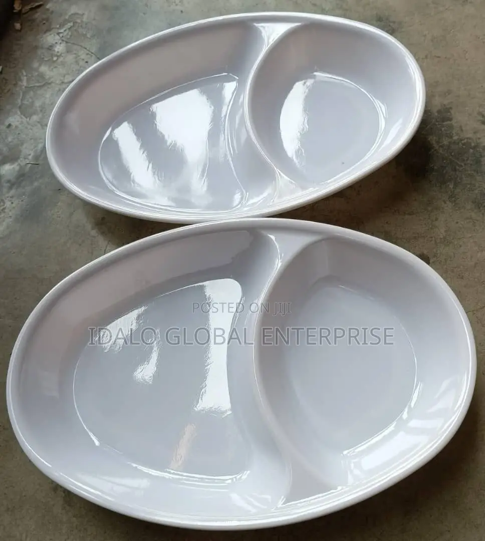 2-Compartment Unbreakable Plates - 12pcs
