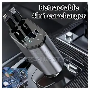 Retractable Car Charger,4 in 1 Fast Car Phone Charger