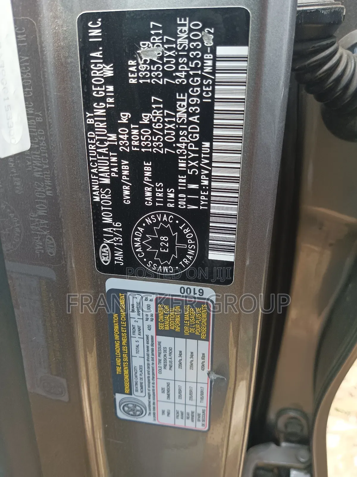 Kia Sorento 4dr SUV 2016 Gray