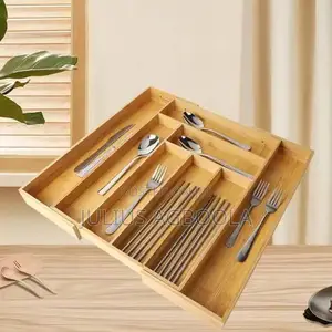 Wooden Expandable Cutlery Divider Storage Tray 