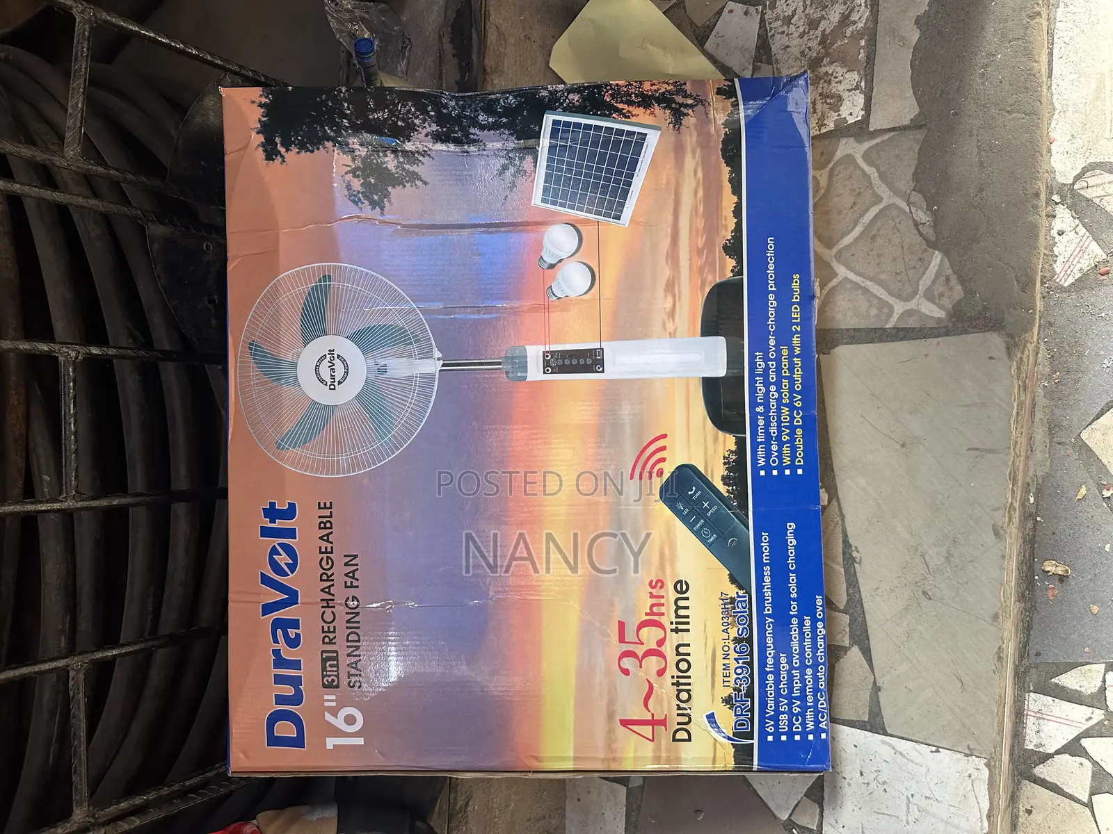 16inches Solar Rechargeable Fan
