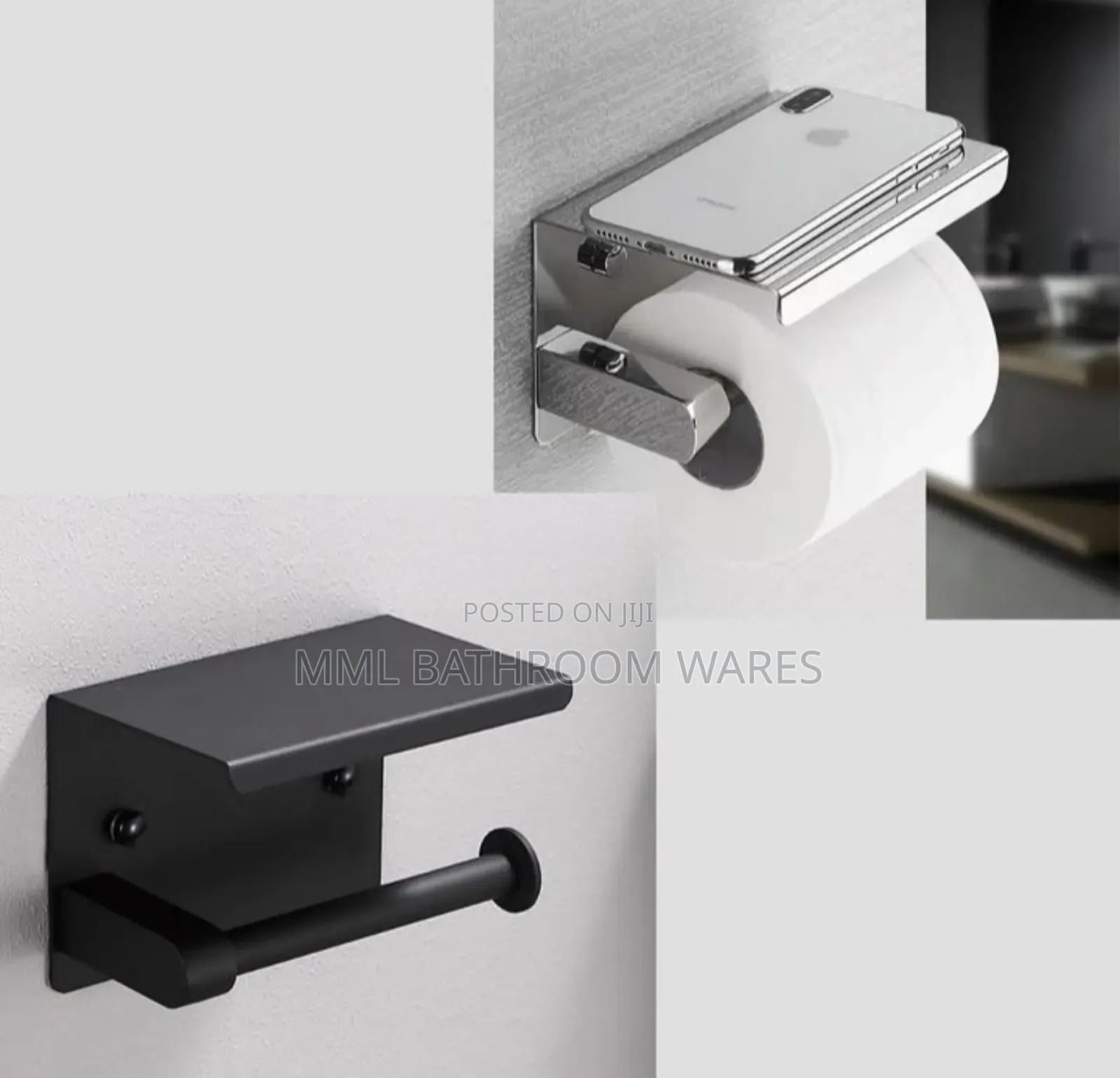 Rust Proof Wall Mounted Tissue Holder With Phone Shelf