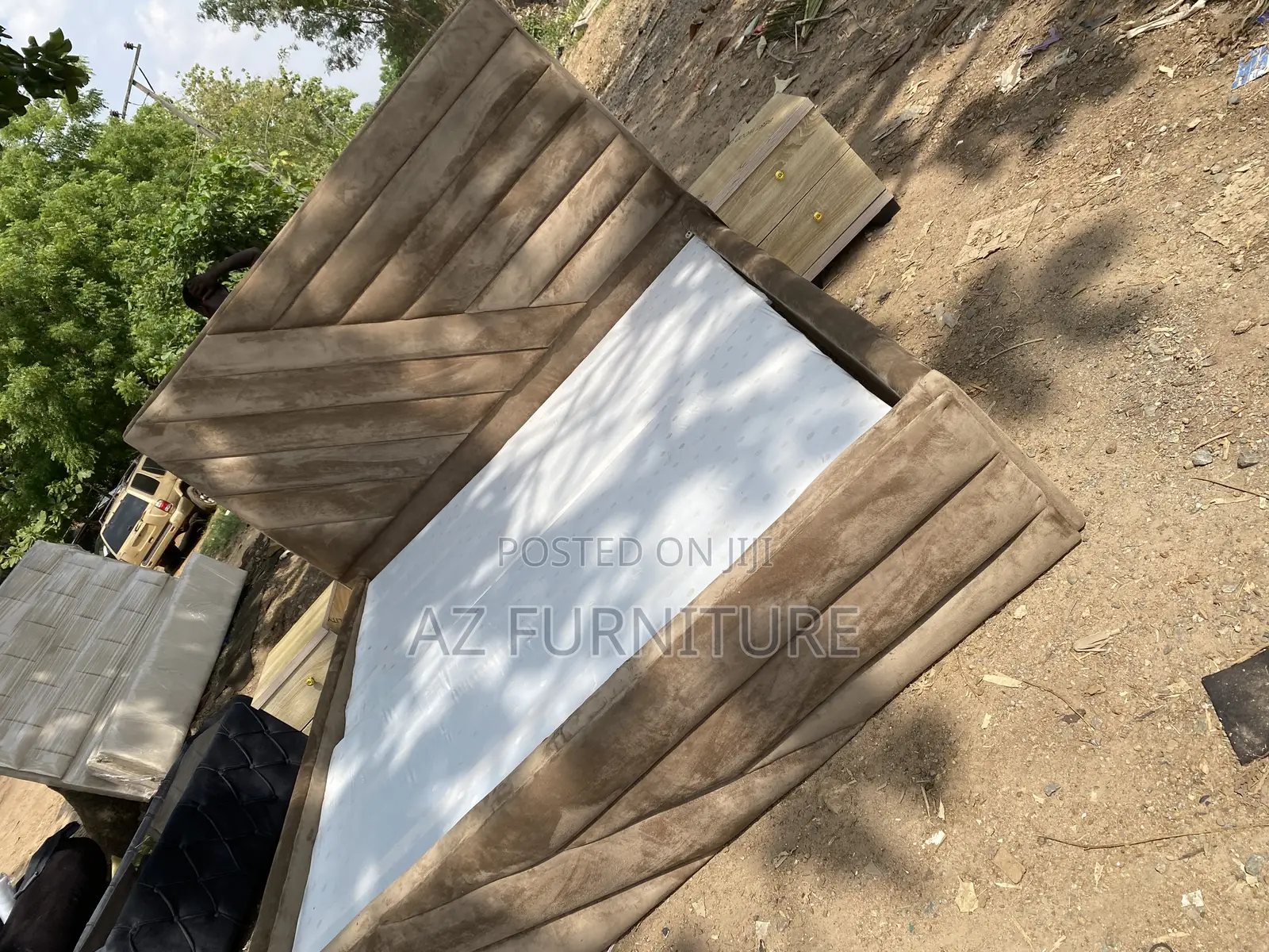 6 by 6 Padded Bedframe With Bedsides