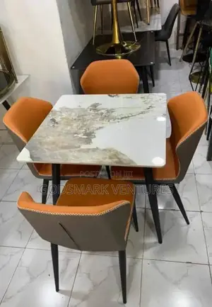 Marble Dining Table and Leather Seats.4 Seater.