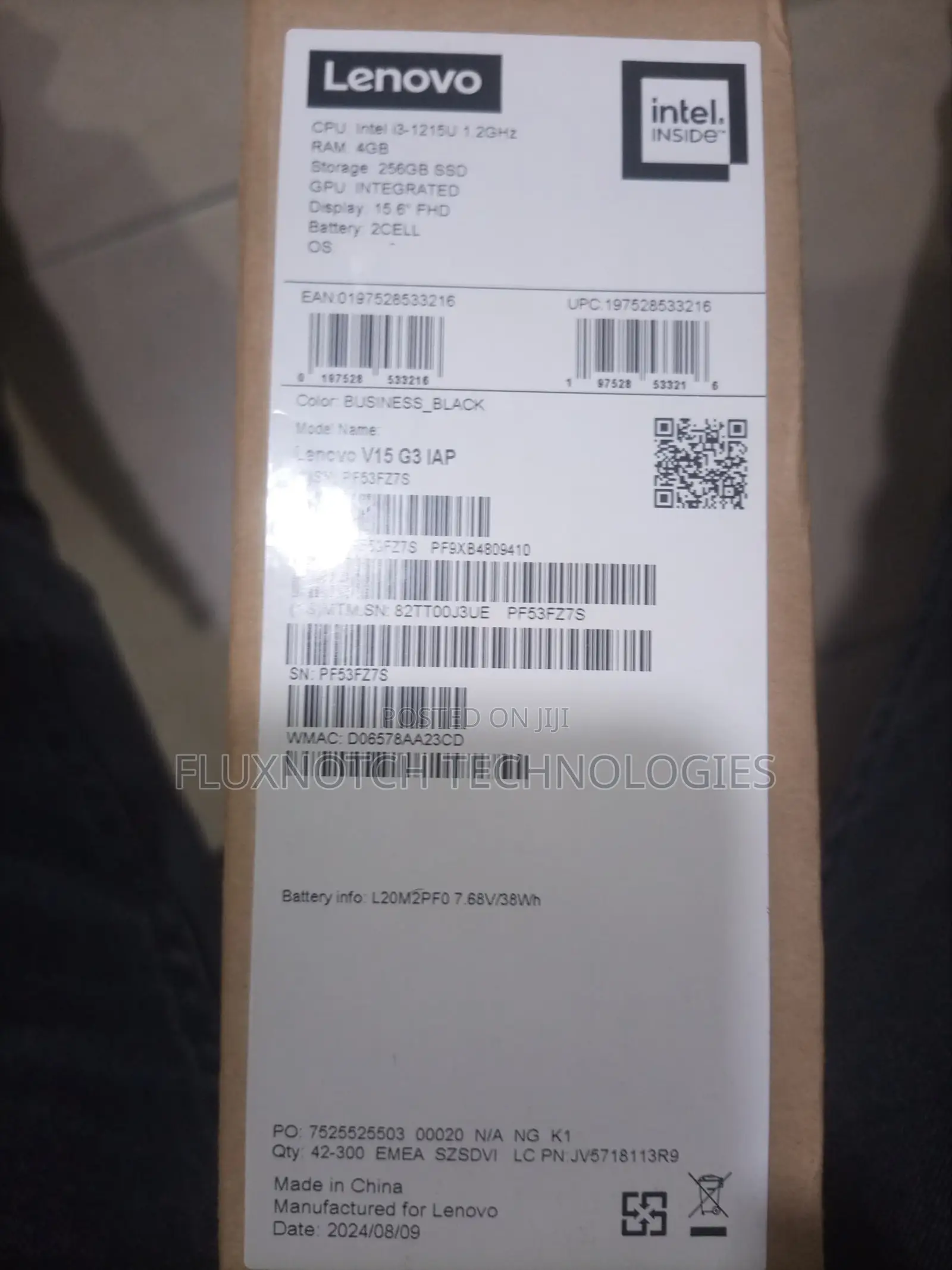 New Laptop Lenovo V15 4GB Intel Core i3 SSD 256GB