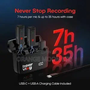 Professional Wireless Microphone Vlog Set Lavalier Mic.