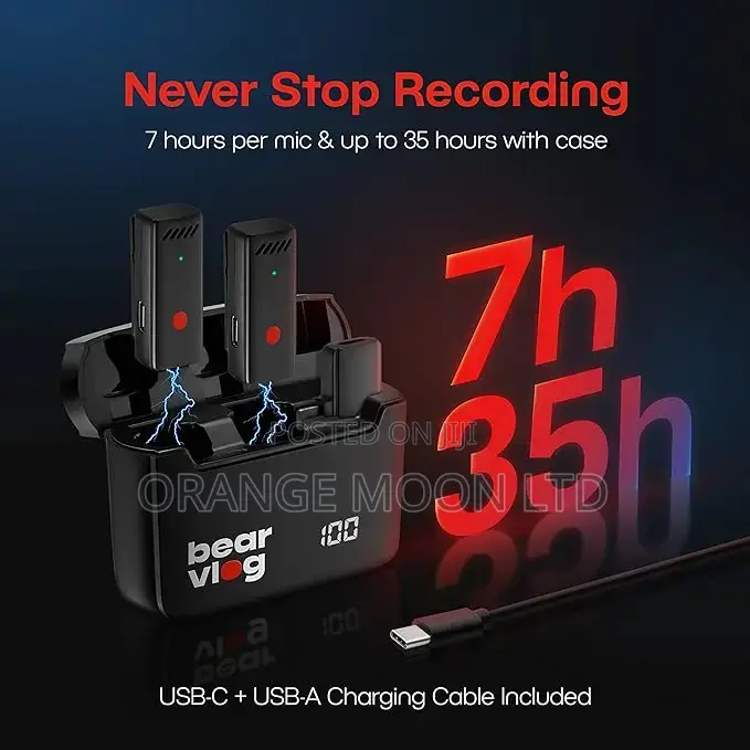 Professional Wireless Microphone Vlog Set Lavalier Mic.