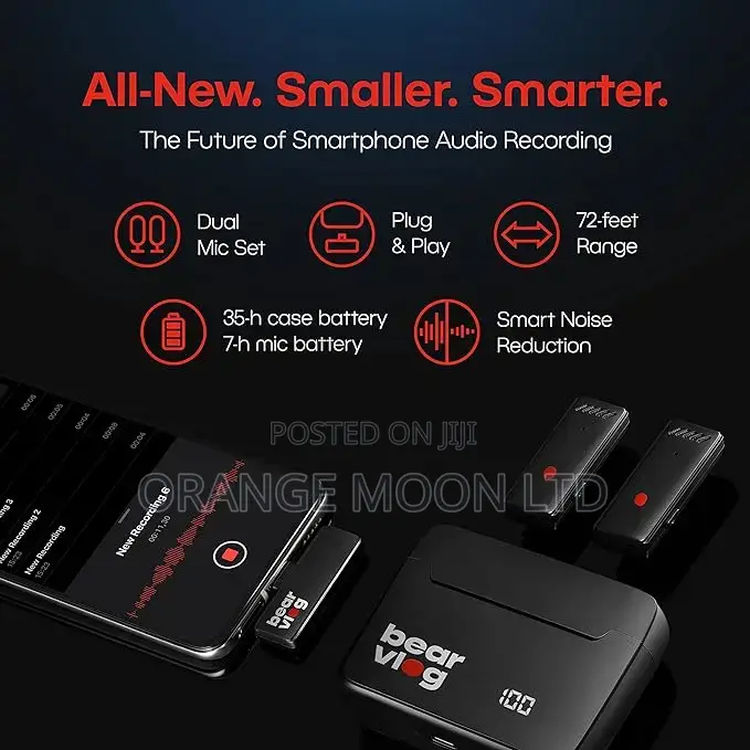 Professional Wireless Microphone Vlog Set Lavalier Mic.