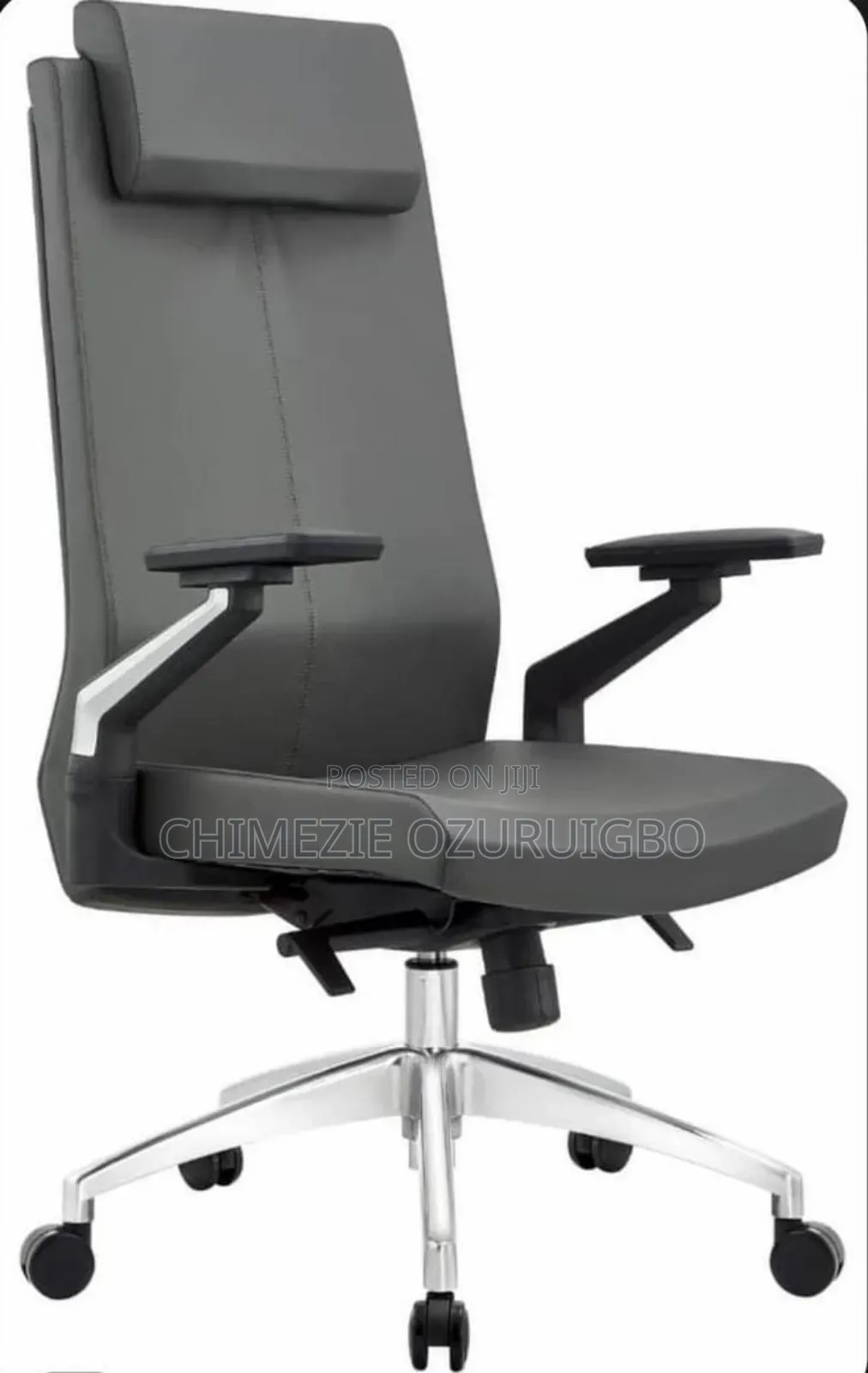 Grey Leather Swivel Chair