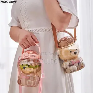 1000ml Bear Water Bottle With Straw