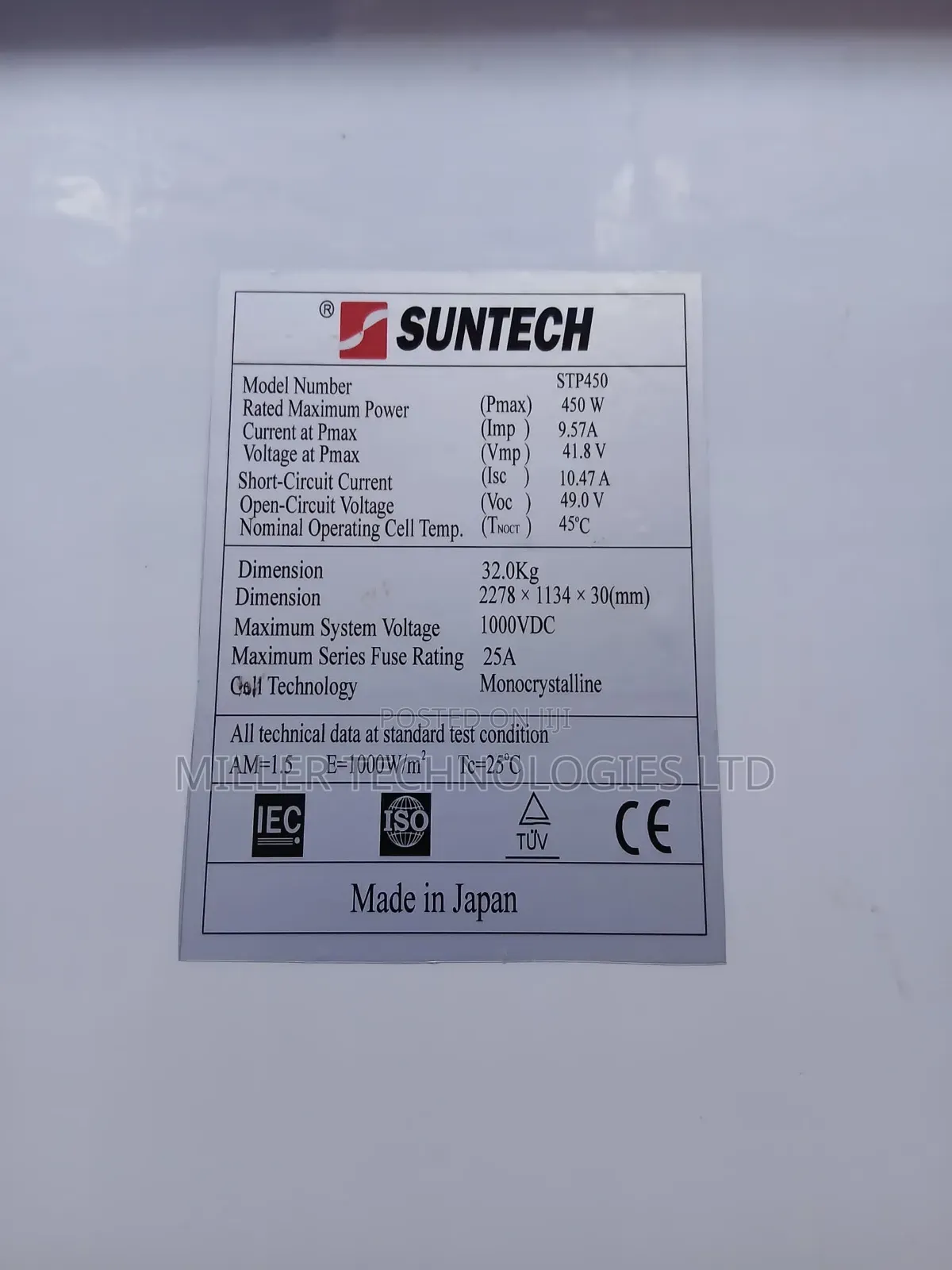 450w Suntech Solar Panel