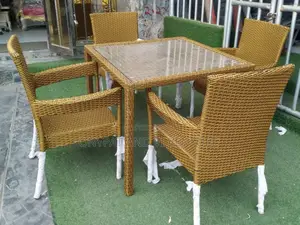 Outdoor Set With 4 Chairs and Square Table