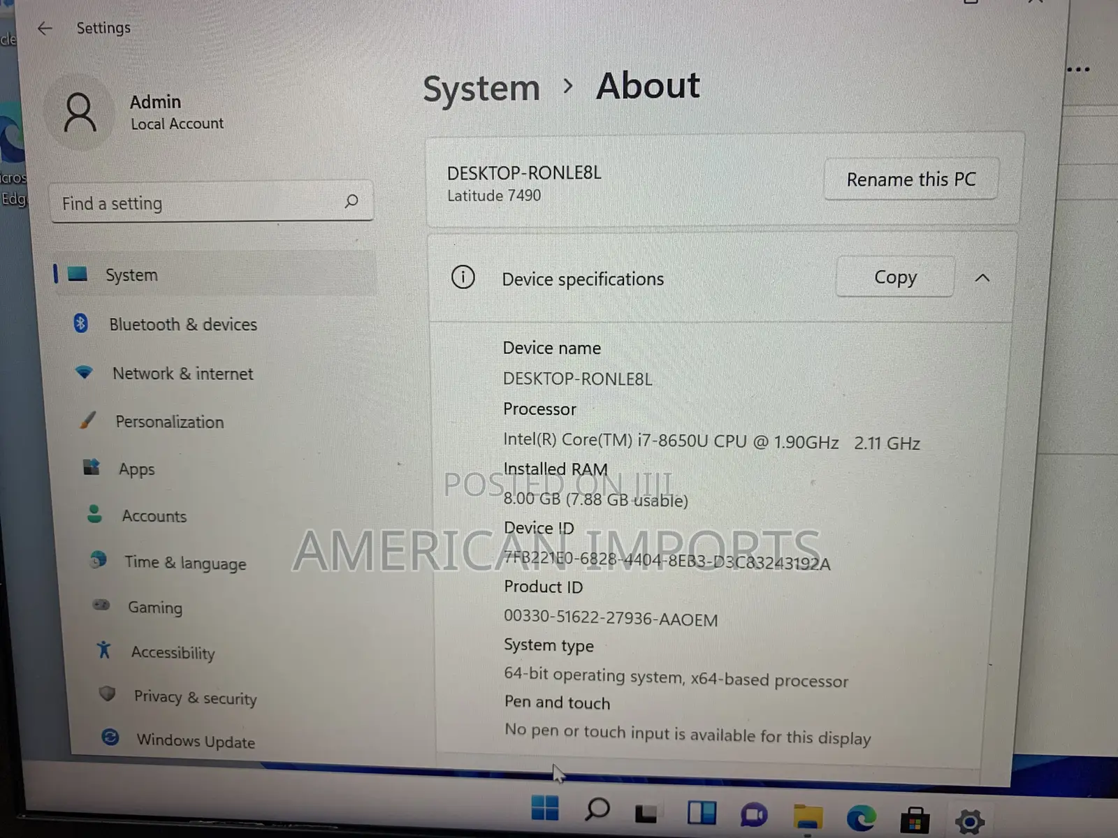 Laptop Dell Latitude 7490 8GB Intel Core I7 SSD 256GB