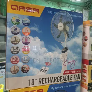 Qasa Rechargeable Standing Fan Curvy Edition.