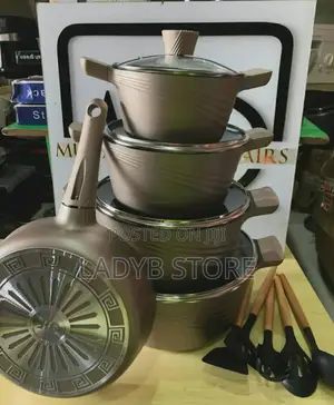 16pcs Granite Cookware Pots-With Silicon Spoons