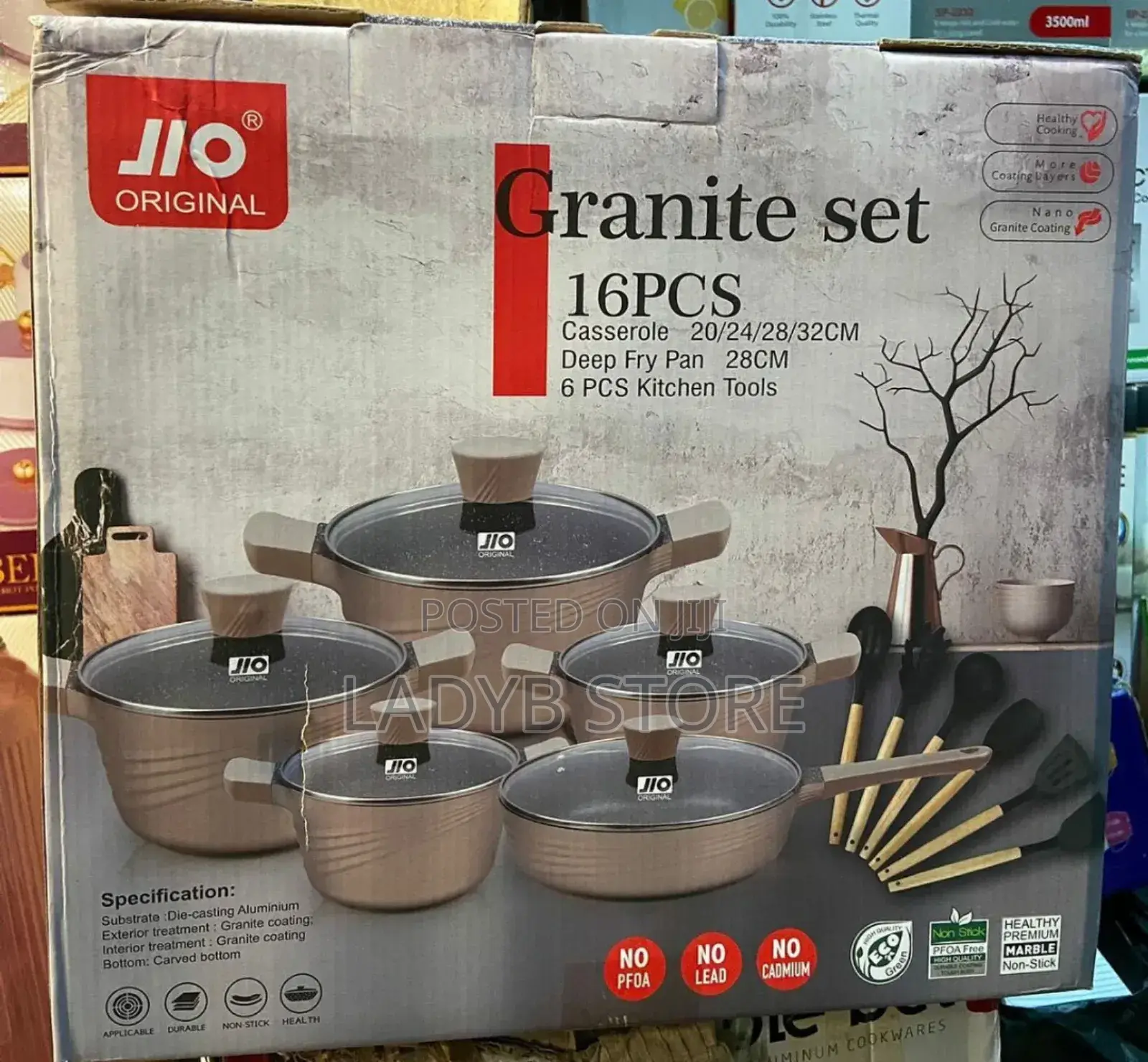 16pcs Granite Cookware Pots-With Silicon Spoons