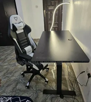 Electric Adjustable Height Desk and Gaming Chair.