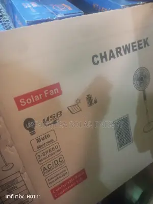 Solar Standing Fan With It Panel and 2 Bulbs Available