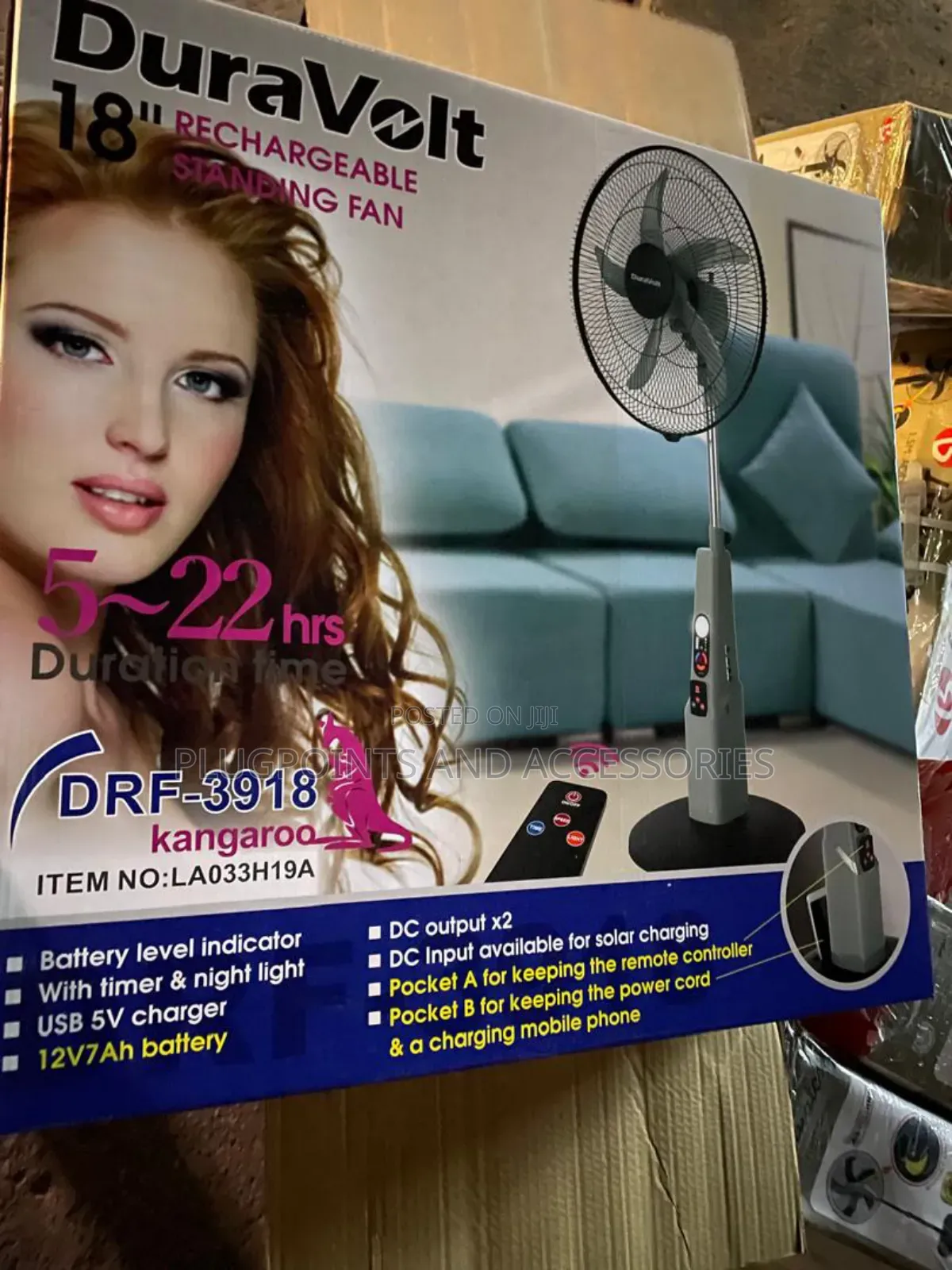 Duravolt Rechargeable Fan 18"