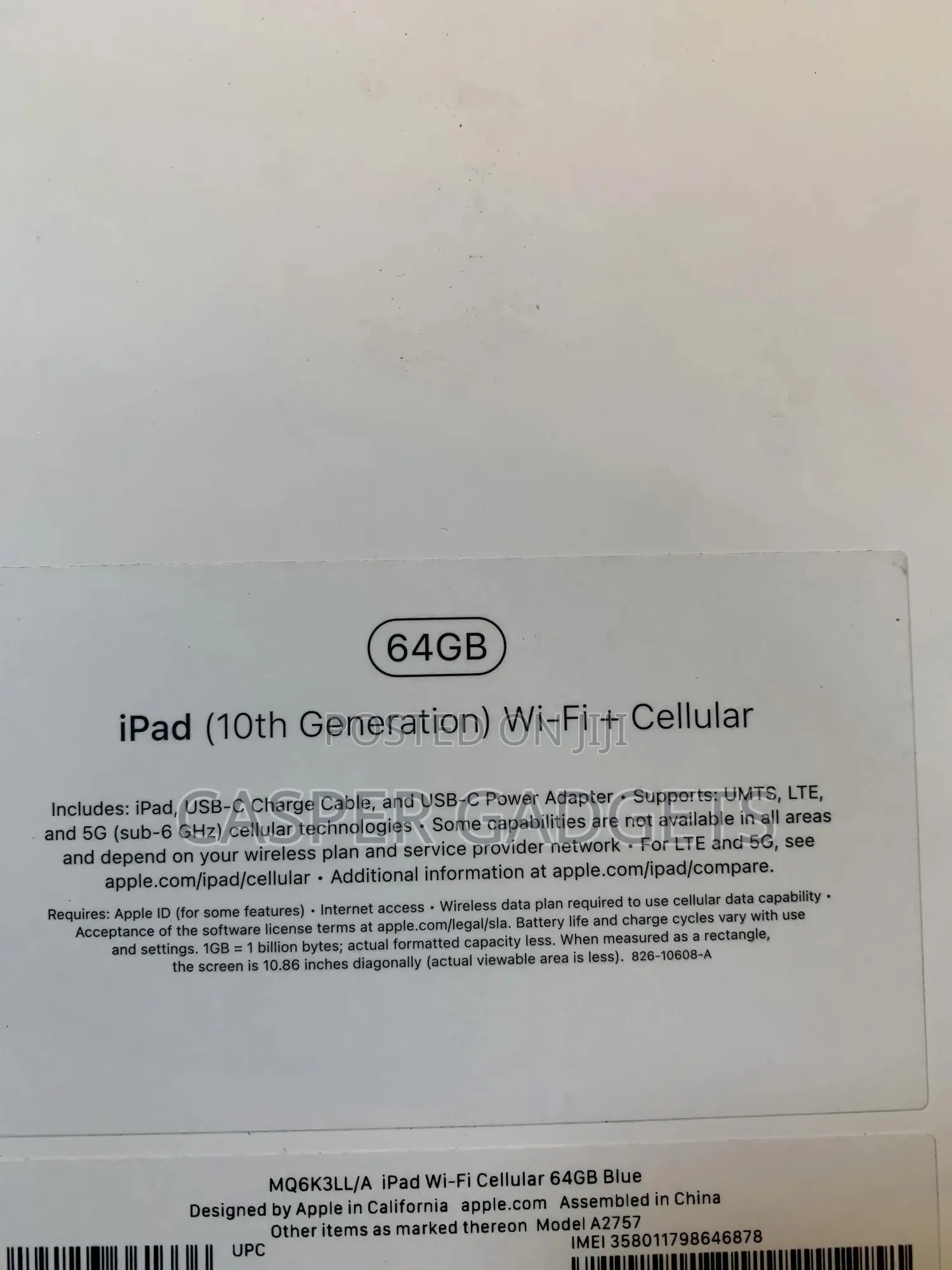 New Apple iPad (2022) 64 GB Blue