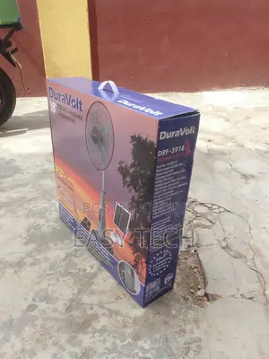 New Duravolt 18" Rechargeable Standing Fan + Solar Remote
