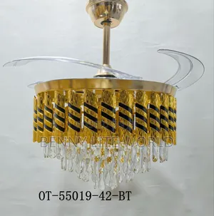 Modern Retractable Crystal Chandelier Ceiling Fan With Remot