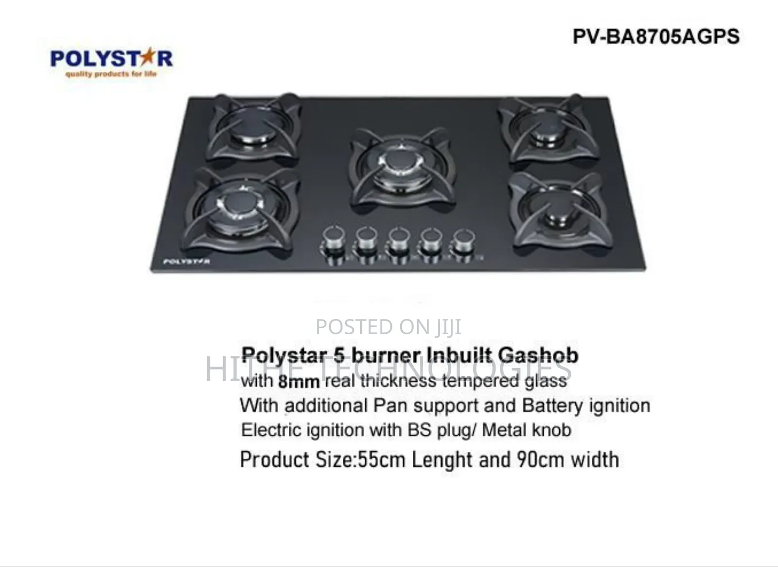 Premium Polystar 5-Burner Inbuilt Gas Hob