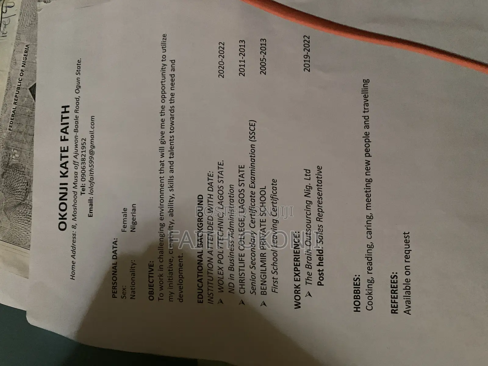 Housekeeping Cleaning CV