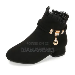Black Velvet High Top Children Casual Shoe
