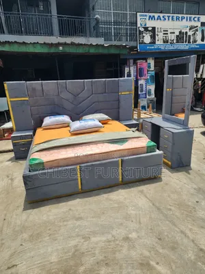 Luxury King Size Bed With Dressing Mirror and Cupboards
