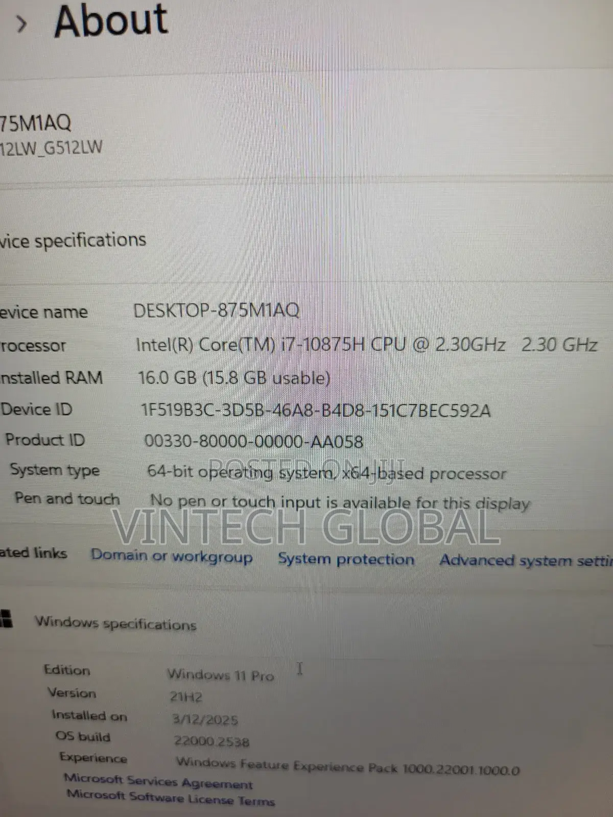 Laptop Asus ROG Strix G15 16GB Intel Core I7 SSD 512GB