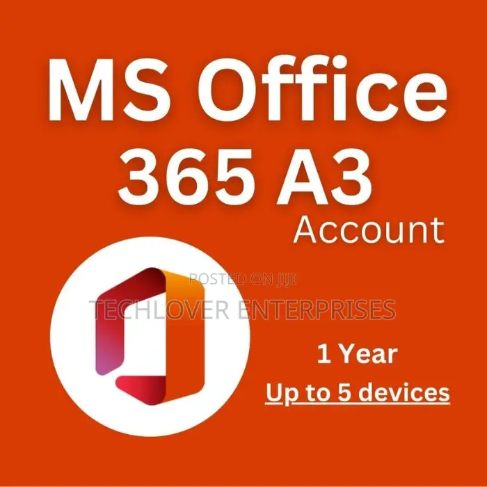 Microsoft Office 365 A3 Account 5 Devices 1 Year